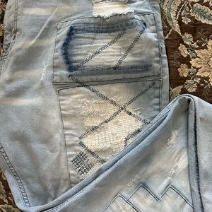 M. Society Men's Jeans Skinny Distressed 5 Pocket Faded Ripped Denim